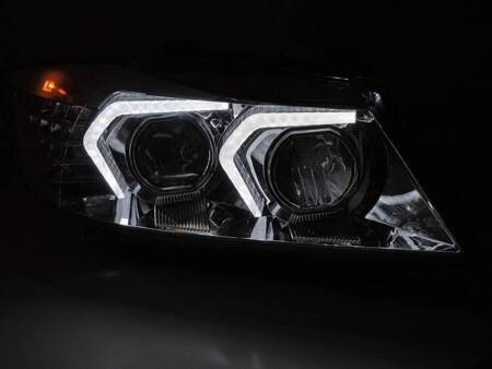 BMW E90/E91 05-08 chromované LED světlomety