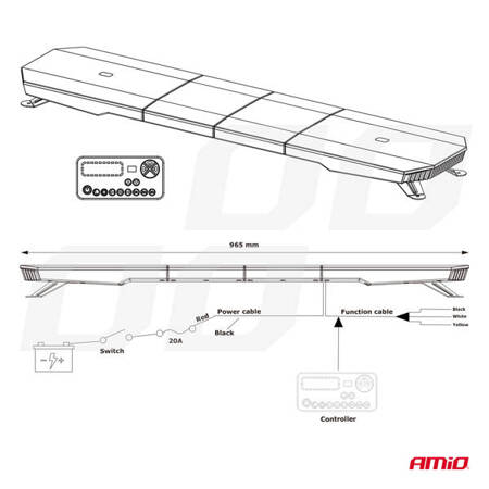 Beam LED výstražné světlo 51 funkcí 76cm schválení R65 R10 12-24V signální jednotka