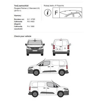 Střešní nosič Peugeot Partner L1 2018-