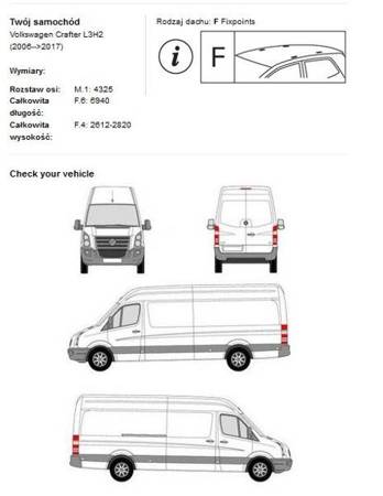 Střešní nosič Volkswagen Crafter L3H2