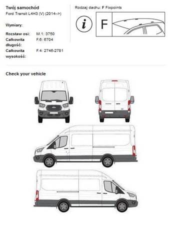 Střešní plošina kufru Ford Transit L4H3 od 2014-&gt