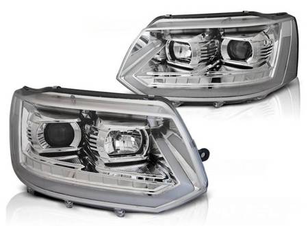 Světlomety nové VW T5 10-15 LED TUBE CHROME T6 LOOK DRL LIFT