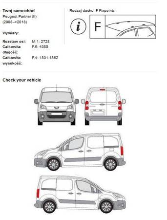 Zavazadlová střešní plošina Peugeot Partner II L1 C