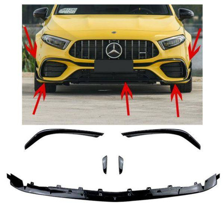 PŘEDNÍ SPOILER MERCEDES W177 LESKLÁ ČERNÁ AMG