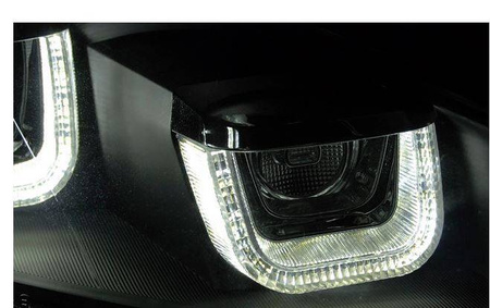 Světla vw golf 6 vi 08-12 u-type černá drl dts led