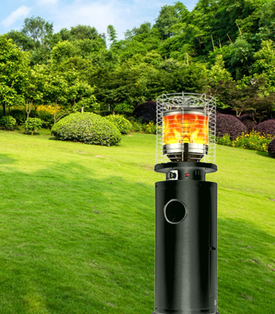 KRUHOVÝ PLYNOVÝ TERASOVÝ OHŘÍVAČ S EFEKTEM PLAMENE A OCHRANNÝM KRYTEM