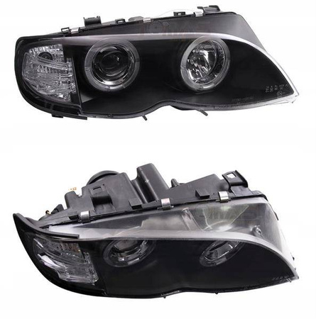 Světlomety BMW E46 RINGI BLACK Seda světlomety