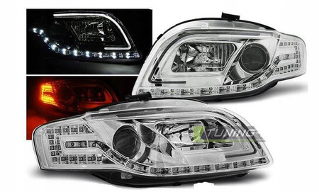 Světlomety Audi A4 B7 04-08 led trubice chrom