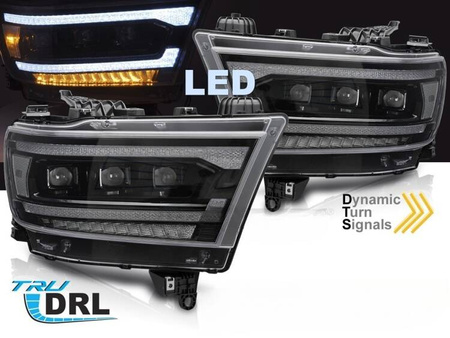 Světlomety full LED černé pro Dodge Ram 19-22
