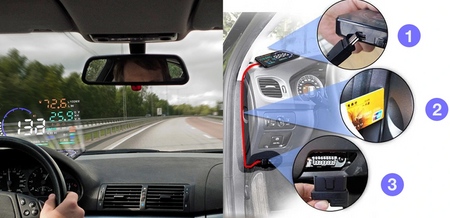 Projektor displeje LED LCD HUD OBD2 5,5 KLOKANŮ