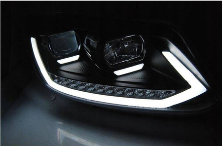 Světla Vw Touran II 10-15 černá trubice drl dts vedl