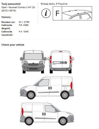 Speciální střešní nosič pro Opel Combo 2012 -&gt