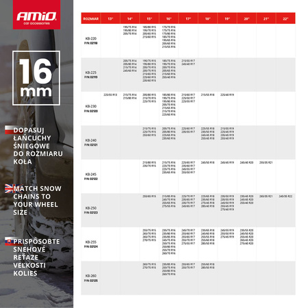 Sněhové řetězy 16 mm 4x4 KB-245
