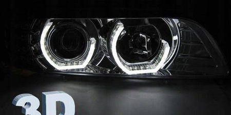 BMW E39 BLACK LED světlomety + kroužky