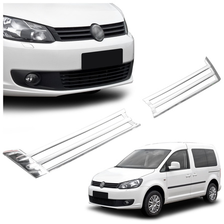 Lišty přední masky VW VOLKSWAGEN CADDY 2010-2015 | OCEL | CHROM