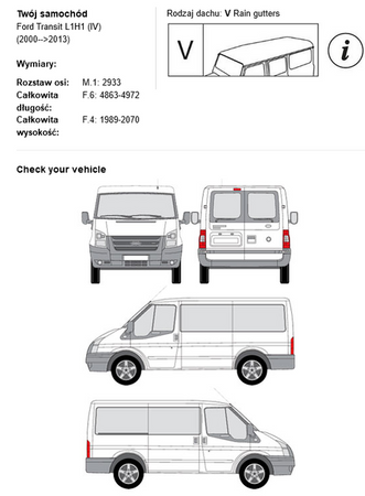 Střešní nosič Ford Transit L1H1 2000-2013r