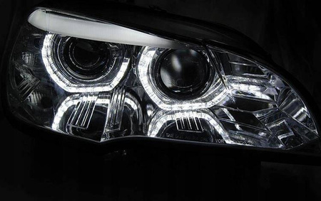 Světla Bmw X5 E70 07-10 kroužky 3d drl chrom xenon
