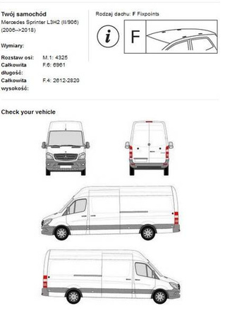 Platforma střešního nosiče Mercedes Sprinter L3H2