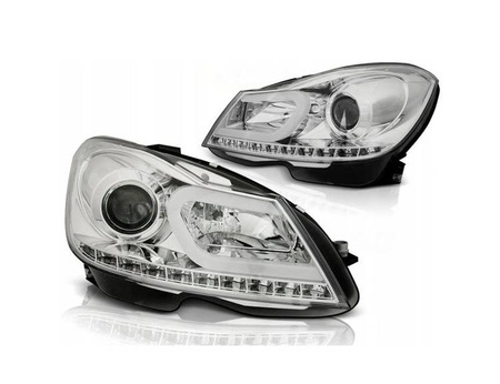 Světlomety Mercedes W204 11-14 CHROME LED