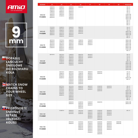Sněhové řetězy Ö-Norm 9mm + BAG KNS-70