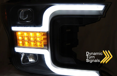 Trubkové černé sekvenční světlomety pro Ford F150 Mk13 17-20