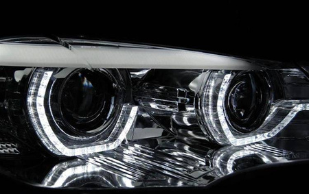 Světla Bmw X5 E70 07-10 kroužky 3d drl chrom xenon