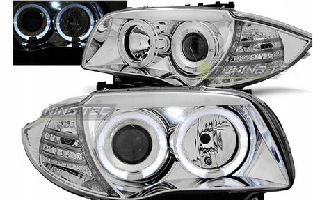 Bmw 1 E87 E81 světlomety 04-11 ringi chromové