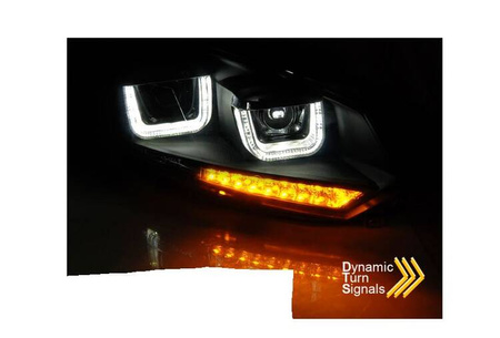 Světla vw golf 6 vi 08-12 u-type černá drl dts led
