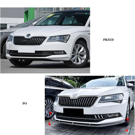 Spoiler předního nárazníku/rozptylka lesklá černá SKODA SUPERB MK3