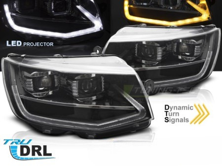 LED TUBE LIGHT BLACK DRL SEQ světlomety pro VW T6 2015-2019