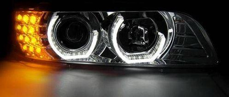 BMW E39 CHROM LED světlomety + kroužky