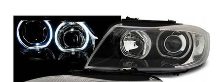 Světla BMW E90 E91 05-11 led kroužky černá H7/H7 DEPO