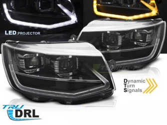 LED TUBE LIGHT BLACK DRL SEQ světlomety pro VW T6 2015-2019