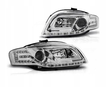 Světlomety Audi A4 B7 04-08 led trubice chrom
