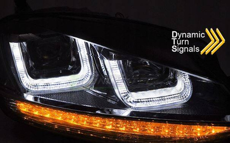 ŽÁROVKY, PŘEDNÍ SVĚTLOMETY, LED KROUŽKY pro VW GOLF 7 VII 13-17