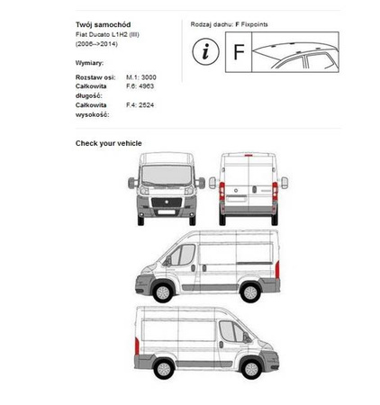 Plošinový střešní nosič Fiat Ducato L1H2